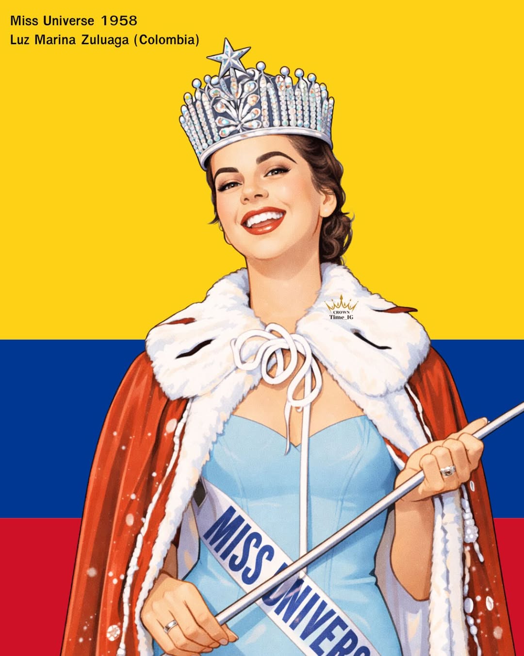 Miss Universe 1958 – Luz Marina Zuluaga (Colombia)
Luz Marina Zuluaga made histo