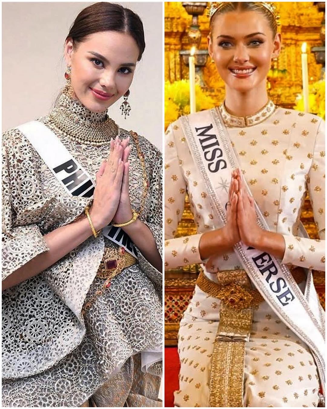 Catriona and Victoria in thai traditional outfit.
Miss Universe 2018 Catriona G