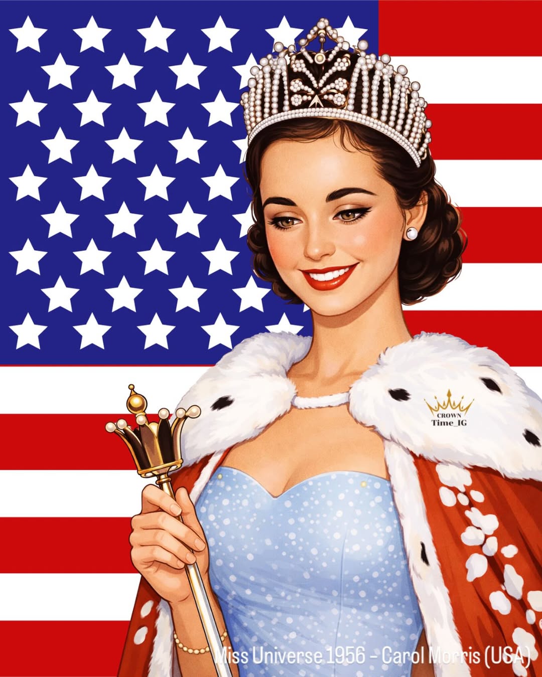 Miss Universe 1956 – Carol Morris (USA)
Carol Morris was crowned Miss Universe