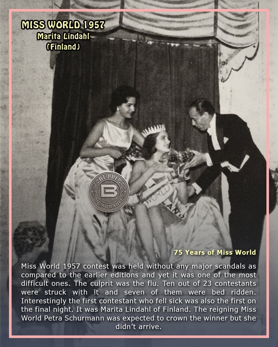 👑 75 years of Miss World 👑 1957: Miss World 1957 contest was held without any