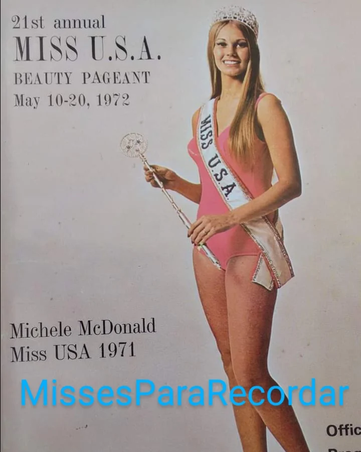 Michele McDonald, Miss Estados Unidos 1971, aparece en el "program book" de la e