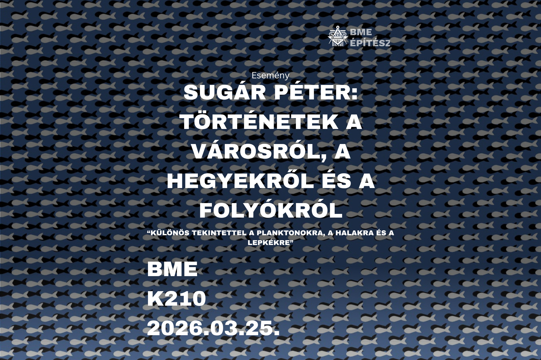 Szeretettel várunk minden érdeklődőt Sugár Péter: Történetek a városról, a hegyekről és a folyóról című előadására 2026. március 25-én a BME K210 termébe 18:00 kezdéssel.