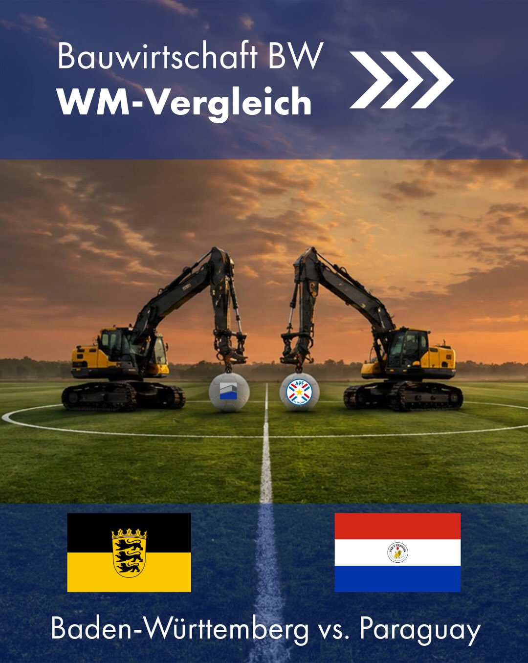 Heute Abend heißt es alles oder nichts⚽️
Das erste K.O.-Spiel des @dfb_team beim @fifaworldcup findet heute in Boston statt.🏟️
Die Deutschen treffen in der Runde der letzten 16 auf die @albirroja des @apfoficial 🇵🇾
Wir haben den WM-Vergleich gemacht und gecheckt, wie sich die Südamerikaner aus Paraguay gegen die #BauwirtschafBW schlagen!🚧
Wie sind auf jeden Fall gespannt auf das heutige Match. Was ist euer Tipp❓
#Bauwirtschaft #BadenWürttemberg #Paraguay #WM2026
