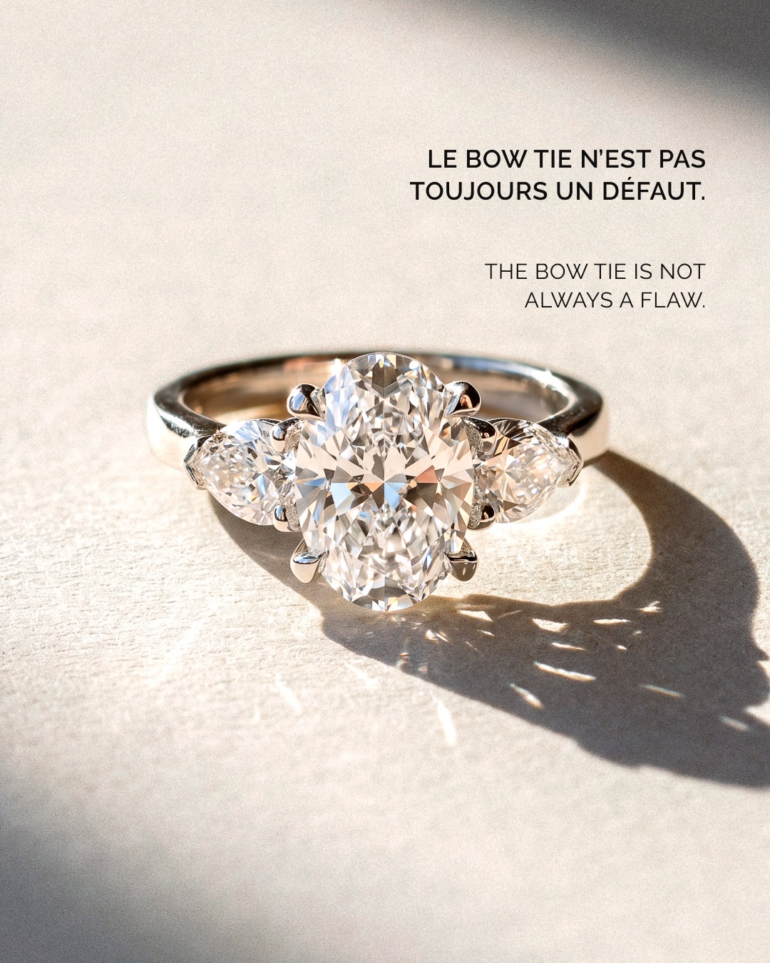 Le bow tie : défaut ou caractéristique du diamant ?
Visible sur certaines tailles allongées, notamment l’ovale, le bow tie dépend des proportions de la pierre et de la façon dont ses facettes renvoient la lumière.
Un bow tie trop marqué peut créer une zone sombre au centre. Mais lorsqu’il est équilibré, il fait partie du caractère du diamant et de son jeu de lumière.
C’est pourquoi chez Amantys, nous ne sélectionnons jamais un diamant uniquement sur son certificat. L’œil de nos experts reste essentiel pour juger son équilibre, sa brillance et sa présence.
―
The bow tie: a flaw or a characteristic of the diamond?
Visible in some elongated shapes, particularly oval diamonds, the bow tie depends on the stone’s proportions and the way its facets return light.
When too pronounced, it can create a dark area in the centre. But when well balanced, it becomes part of the diamond’s character and play of light.
This is why at Amantys, we never select a diamond based solely on its certificate. The expert eye remains essential to assess its balance, brilliance and presence.
Paris — 5 rue de l’Échelle, 75001 Paris
Bordeaux — 4-6 Cours de l’Intendance, 33000 Bordeaux
#amantys #bowtie #gemmologie #diamantnaturel